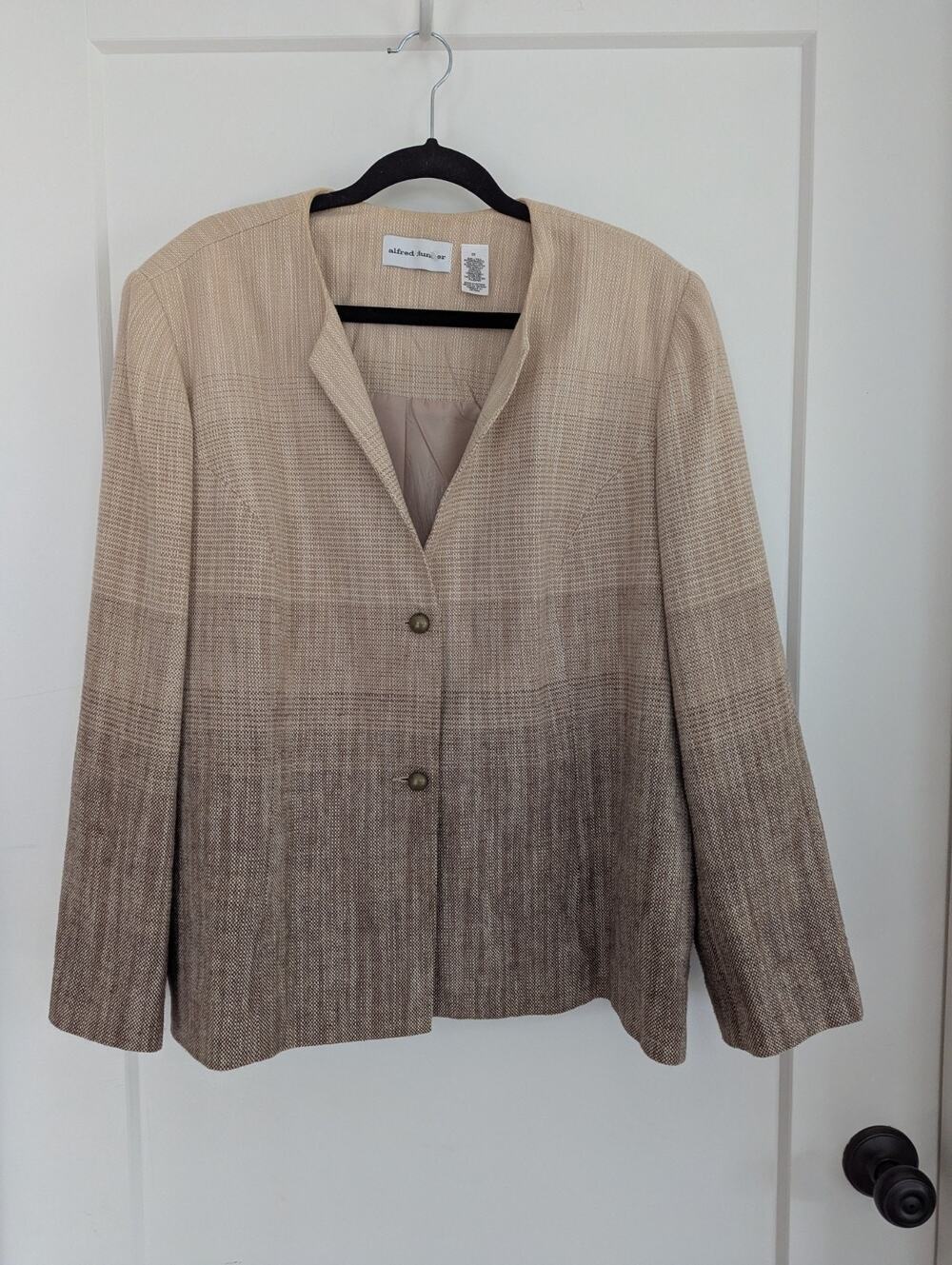 Alfred Dunner Size 20 Tan Beige Ombre Long Sleeve Blazer Lined Business Career